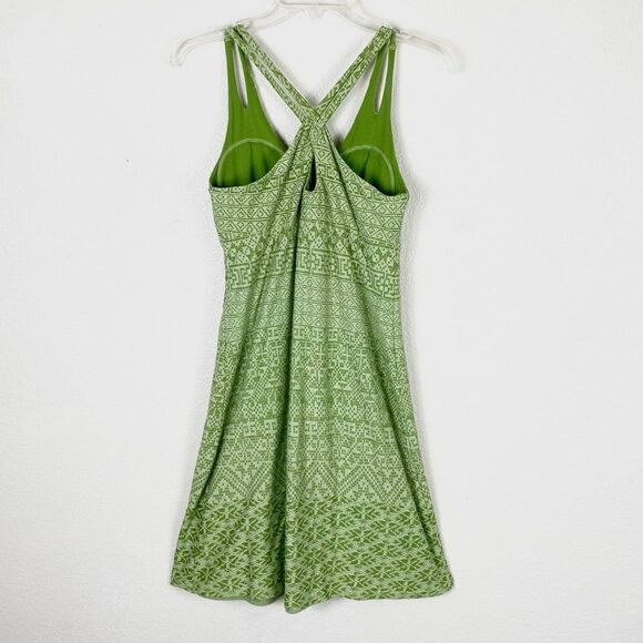 Athleta Knotted Nanda Leaf Green Burnout Criss Cross Back Dress - Picture 2 of 6